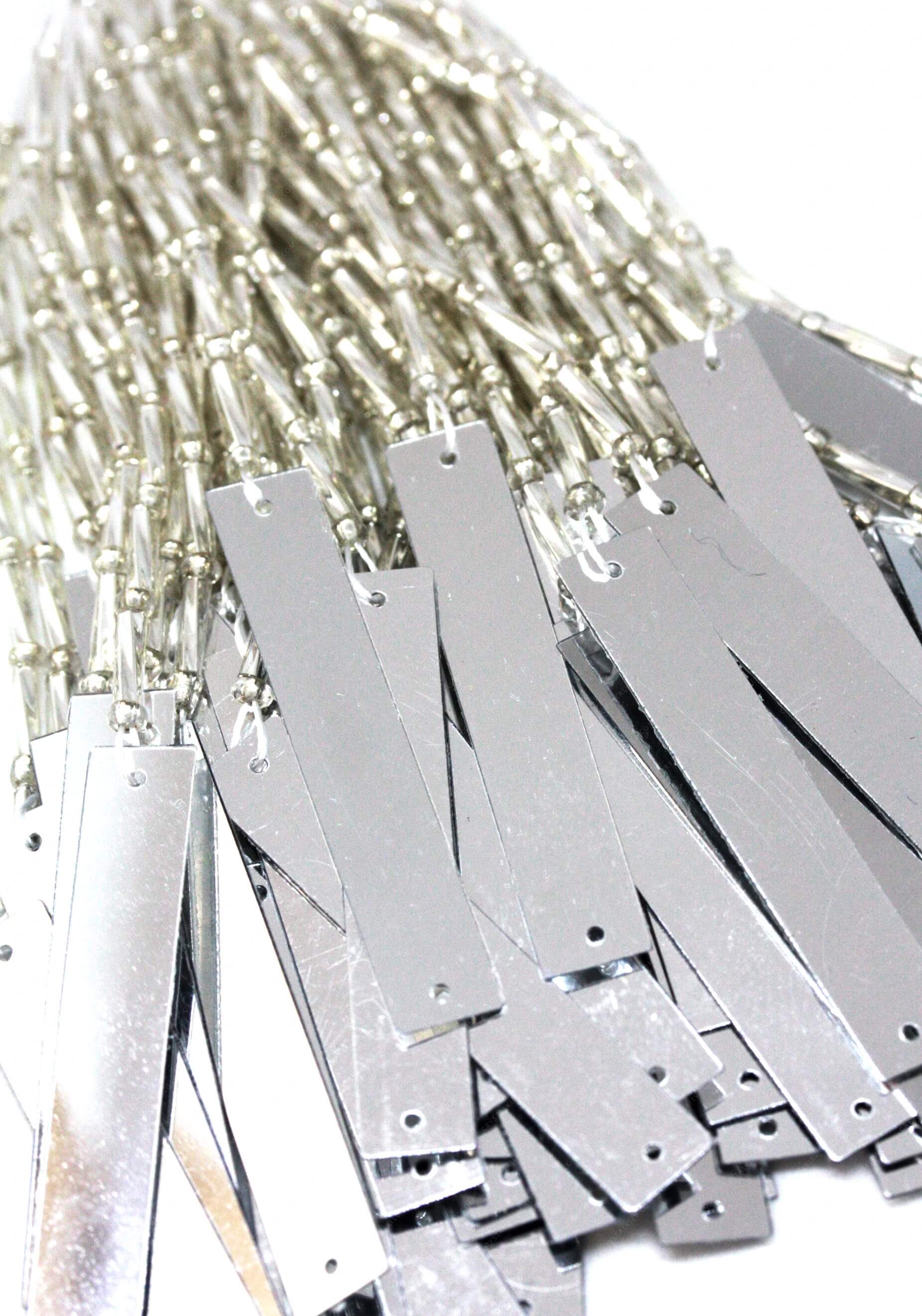 Стеклярус Silver + паєтка Silver паличка 7х38мм